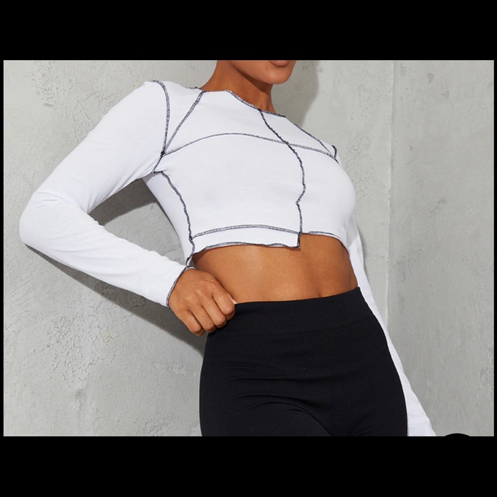 ✖️SOLD✖️ NWT • PLT White Stitch Long Crop